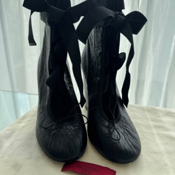 VALENTINO Boots 'NEW' - Ballerina Black Lace-Up - EU 37 - Picture 7 of 15